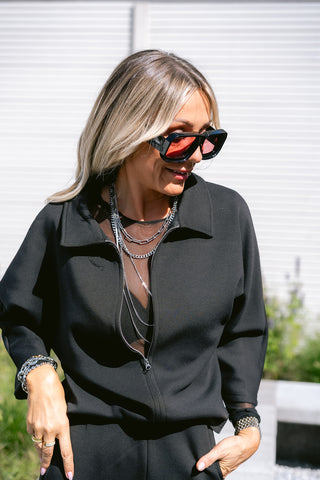 Frankies Zipper Sweater Black
