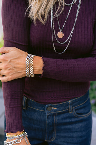 Fransiska High Neck Top Bordeaux