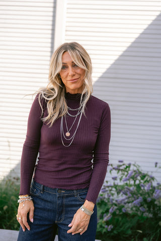 Fransiska High Neck Top Bordeaux