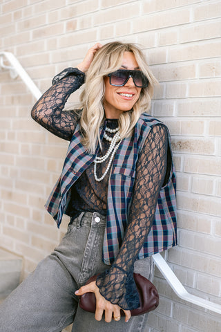 Jasper Lace Top Navy