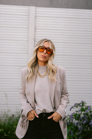 Jasra Fringe Blazer Beige