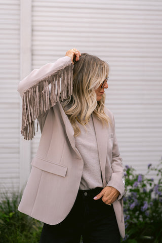 Jasra Fringe Blazer Beige