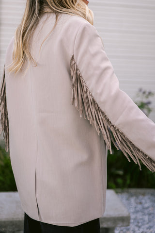 Jasra Fringe Blazer Beige
