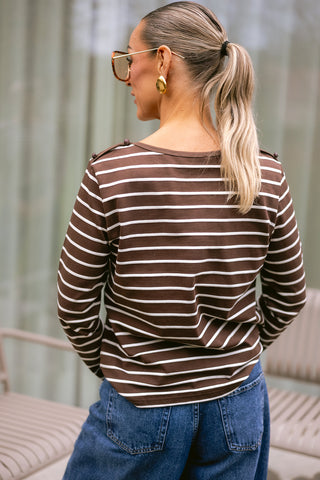 Jelle Striped T-shirt Brown