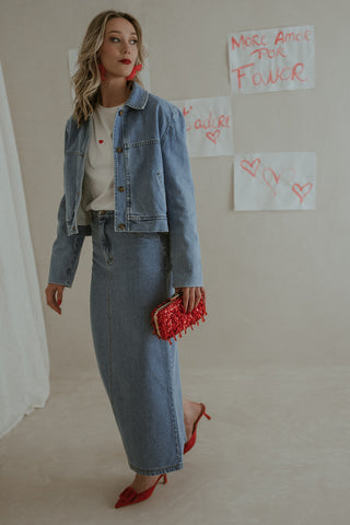 Joanna Jeans Maxi Skirt Blue