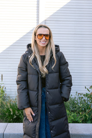 Kamma Long Puffer Coat Brown
