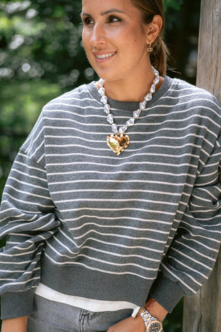 Kevin Striped Sweater Grey