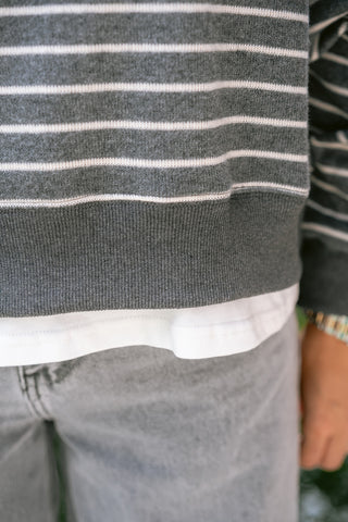 Kevin Striped Sweater Grey
