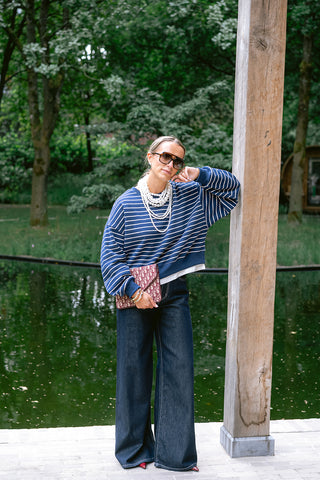 Kevin Striped Sweater Navy