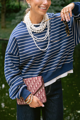 Kevin Striped Sweater Navy
