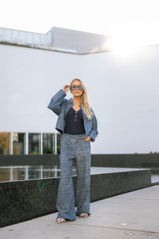 Lady Wide Leg Trousers Blue