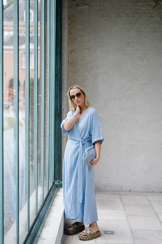 Leila Linnen Dress Blue
