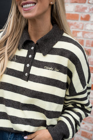 Linsey Striped Fluffy Knitted Sweater Yellow