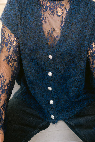 Liyana Lace Knit Navy