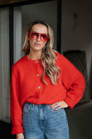 Loubna Cardigan Red