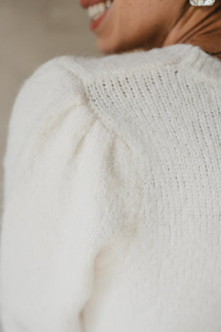 Magalie Bow Knit Sweater White