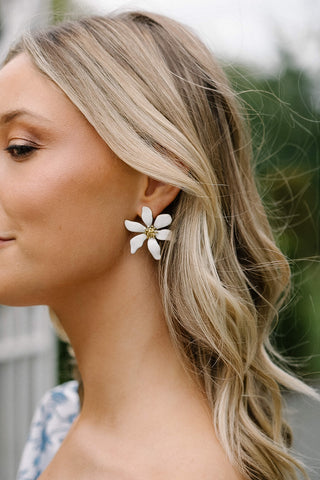 Maggie White Flower Earrings