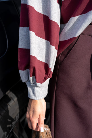 Marovelle Striped Sweater Burgundy