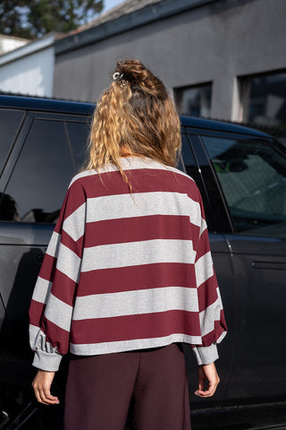 Marovelle Striped Sweater Burgundy