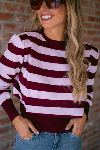 Marovelle Striped Sweater Burgundy