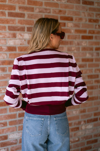 Marovelle Striped Sweater Burgundy