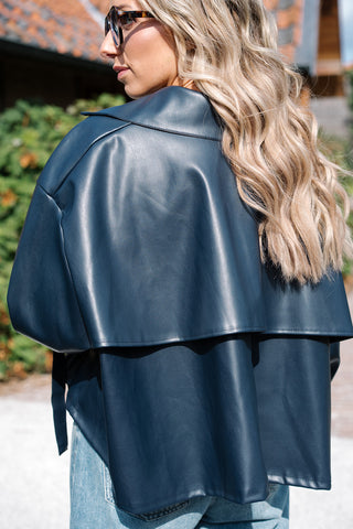Matti Jacket Faux Leather Blue