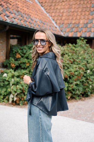 Matti Jacket Faux Leather Blue