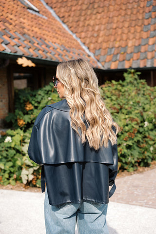 Matti Jacket Faux Leather Blue