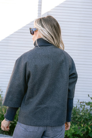Memory Rib Short Jacket Grey