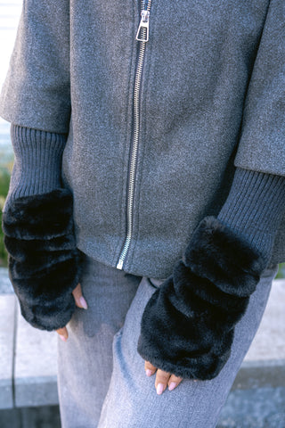 Memory Rib Short Jacket Grey