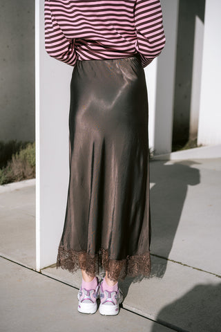 Mikas Satin Skirt Brown