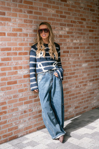 Mitzy Knit Top Navy