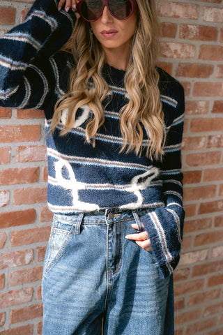 Mitzy Knit Top Navy
