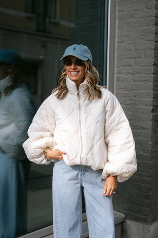 Mocha Puffer Coat Cream