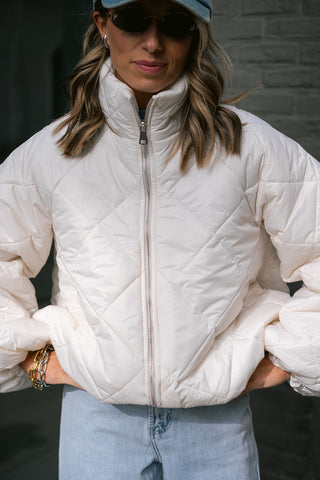 Mocha Puffer Coat Cream