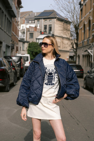 Mocha Puffer Coat Blue