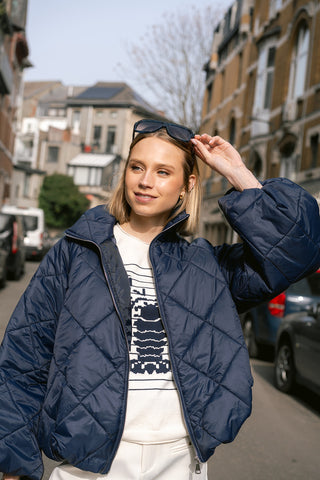 Mocha Puffer Coat Blue