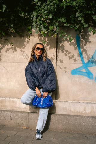 Mocha Puffer Coat Blue