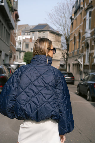 Mocha Puffer Coat Blue