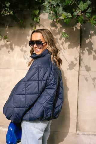 Mocha Puffer Coat Blue