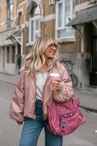 Mocha Puffer Coat Pink