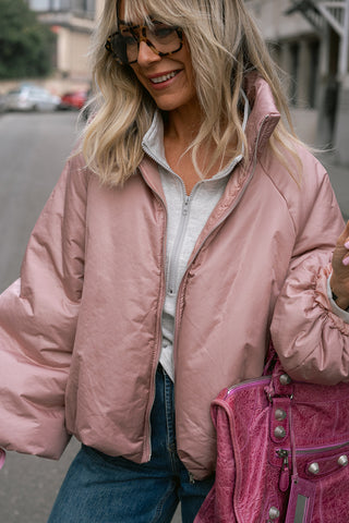 Mocha Puffer Coat Pink