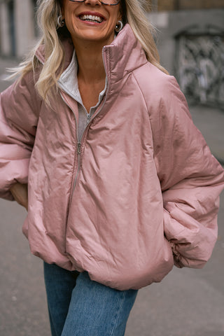Mocha Puffer Coat Pink