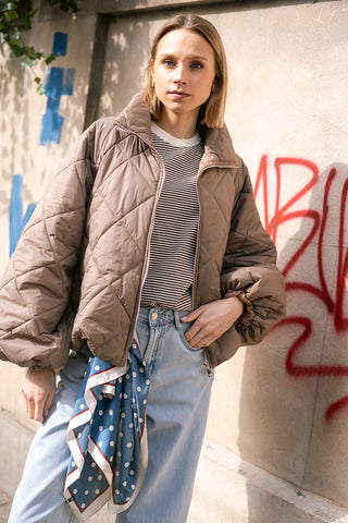 Mocha Puffer Coat Taupe