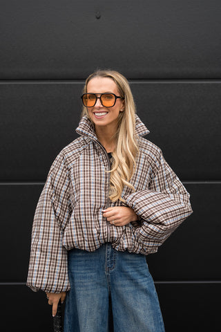 Mochy Puffer Coat Blue/Brown