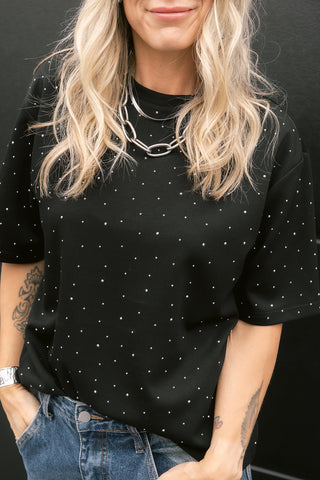 Nila T-shirt Strass Black