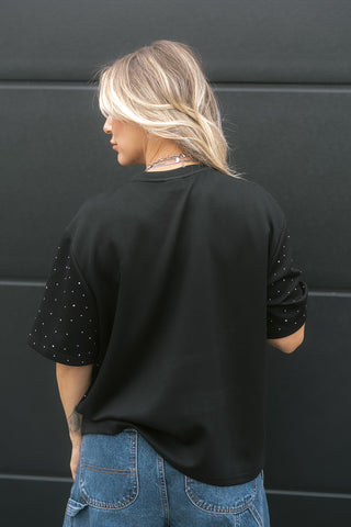 Nila T-shirt Strass Black