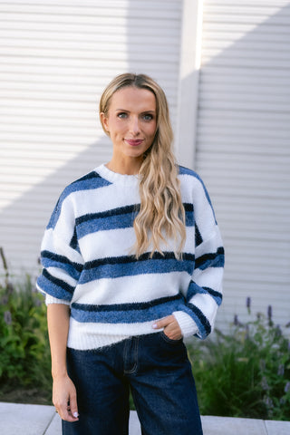 Olivia Striped Knit Blue