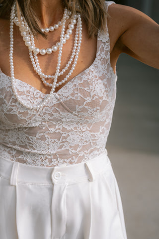 Peonia Lace Body White