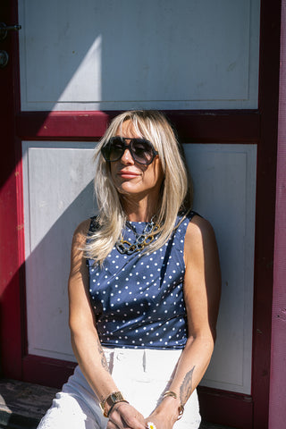 Polka Top Navy